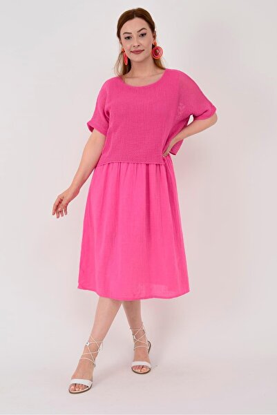 EREN STYLE Ολόσωμο φόρεμα ιταλικής μουσελίνας με επένδυση από διχτυωτό μπλούζα