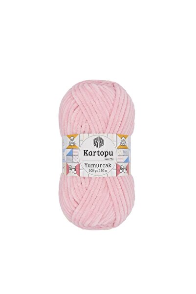 Kartopu 5 bucăți Yumurcak catifea fire de tricotat manual Baby Pink K768