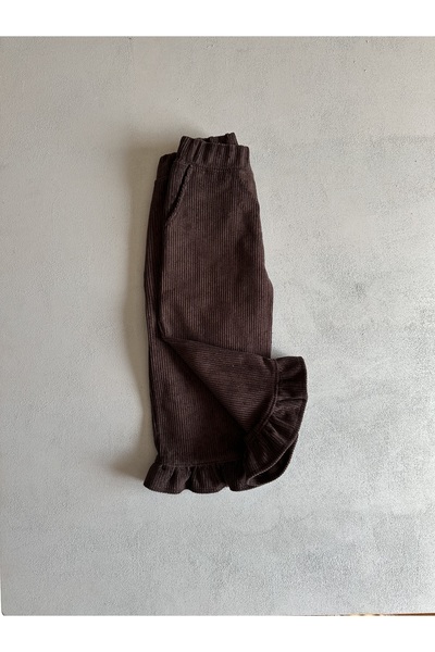 Purdy Plum Paçası Fırfırlı Kadife Çocuk Pantolon