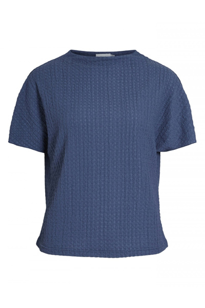 VILA cămașă cu mânecă scurtă, albastră