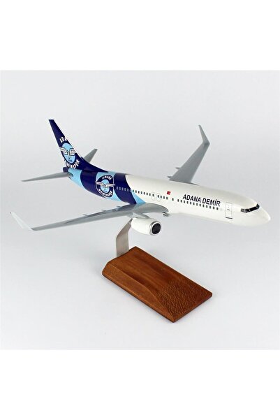 Genel Markalar THY011 1/100 Ölçek, THY Adana Demir Spor Logolu B737-800 Yolcu Uçağı, Sergilemeye Hazır Ahşap Standl