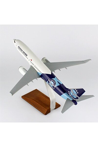 Genel Markalar THY011 1/100 Ölçek, THY Adana Demir Spor Logolu B737-800 Yolcu Uçağı, Sergilemeye Hazır Ahşap Standl