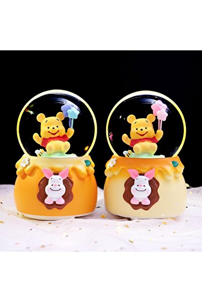 Livava Ayı Viny Büyük Boy Kar Küresi Işıklı, Müzikli, Püskürtmeli, Sarı, 16X12