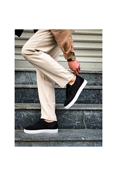 Zerenyus Zrn-101 Black and White Premium Knitwear Lace-Up Casual Men's Shoes