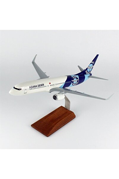 Genel Markalar THY011 1/100 Ölçek, THY Adana Demir Spor Logolu B737-800 Yolcu Uçağı, Sergilemeye Hazır Ahşap Standl