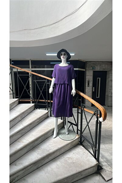 EREN STYLE Ολόσωμο φόρεμα ιταλικής μουσελίνας με επένδυση από διχτυωτό μπλούζα