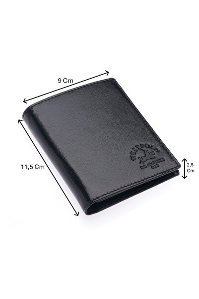 Westpolo Hakiki Deri Kağıt Para ve Bol Kart Bölmeli Erkek Cüzdanı - Siyah