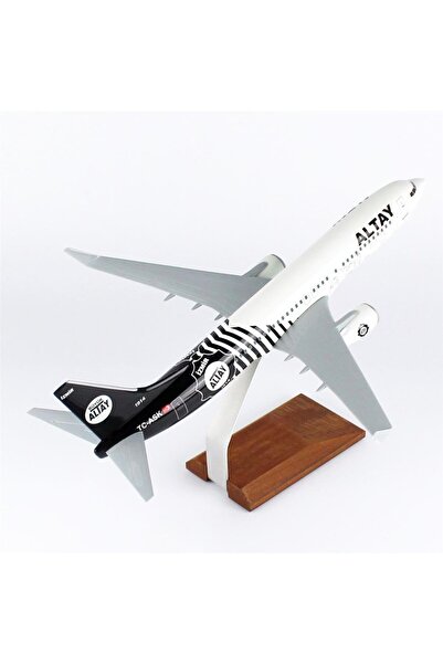Genel Markalar THY037 1/100 Ölçek, THY Altay Spor Logolu B737-800 Yolcu Uçağı, Sergilemeye Hazır Ahşap Standlı Mode