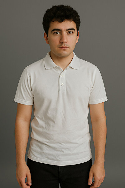 Butik Polo Neck White T-Shirt