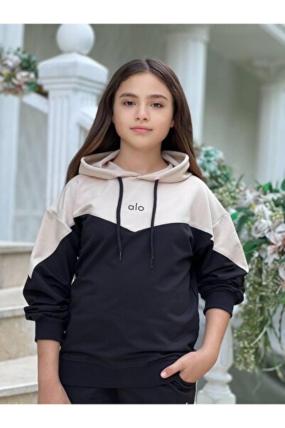 Kuzeyi Butik Girl's Hooded Waiter Boy Alo Tracksuit Set