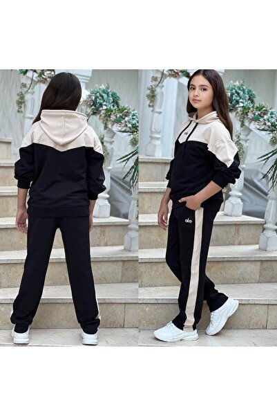 Kuzeyi Butik Girl's Hooded Waiter Boy Alo Tracksuit Set