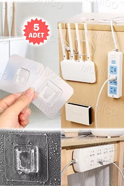 5 Sets Adhesive Snap Hanger Practical Fixing Solution Socket Modem for Bathroom, Kitchen and Decoration