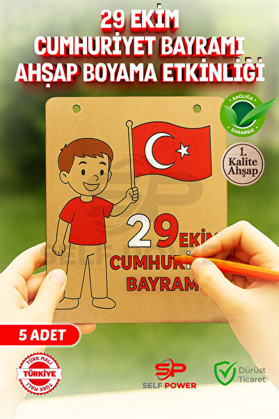 Self Power Ahşap Duvara Asılabilir 29 Ekim İçin Ahşap Boyama Kartı