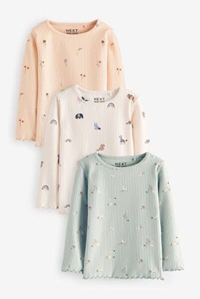 Next Baby قميص قطني بأكمام طويلة منقوش بنمط هايفن من 3 قطع