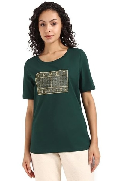 Tommy Hilfiger NAKIŞLI GOLD REGULAR DOKUMA TSHIRT