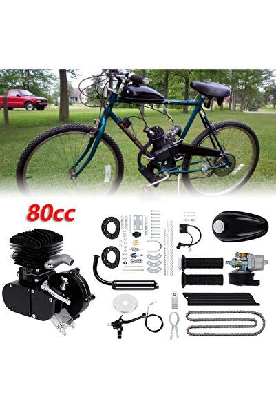 China Kit motor 80cc pentru bicicletă, 2 timpi (Negru)