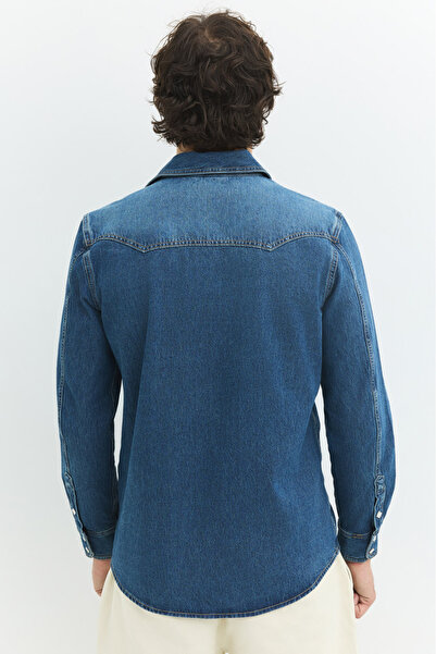 Denim Trip Klasik Western Regular Fit Orta İndigo Erkek Jean Gömlek
