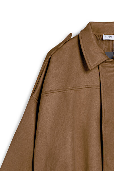 praye Κοντό σουέτ μπουφάν καφέ