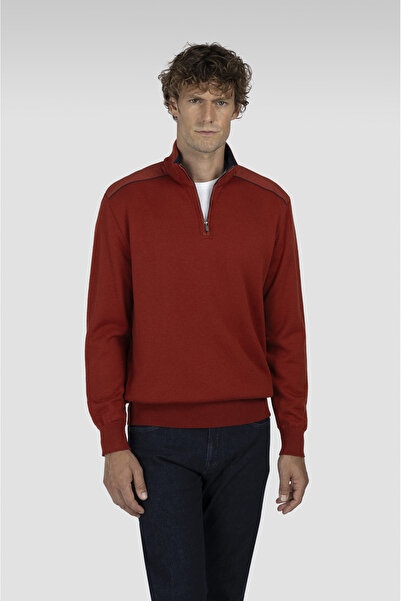 PAUL&SHARK Men's Regular Fit 100% Wool Long Sleeve Half Zip Knitwear Red Knitwear 15311131-636