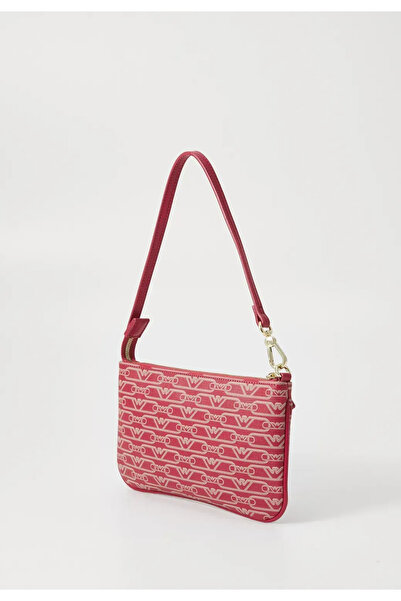 Emporio Armani Women's Monogram Armani Eagle Printed Red Shoulder Bag with Inside Pocket and Removable Short Strap Ew00295