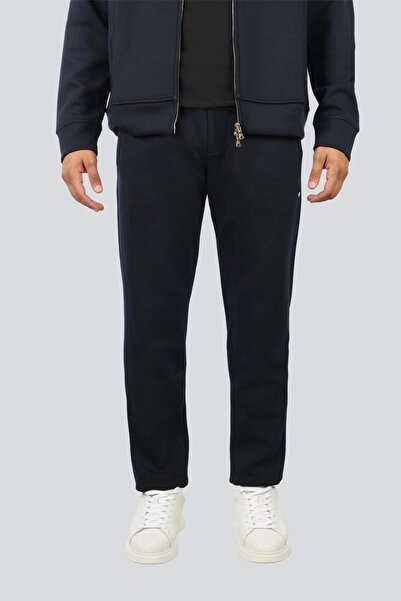 PAUL&SHARK Men's Regular Fit Zippered Metallic Logo Cotton Navy Blue-Gold Tracksuit Set 15311510A-50E