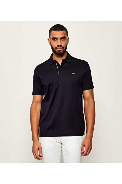 PAUL&SHARK Men's Short Sleeve Polo Neck Button Closure Blue-Gold Polo Neck T-Shirt 15311726-50E