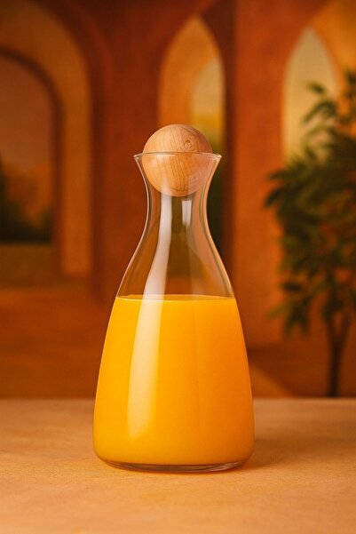 Empressco Şeffaf ahşap top kapaklı borosilikat cam karaf 1700 ml