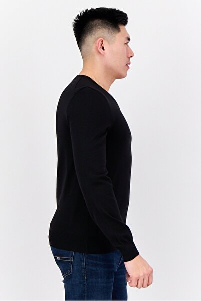 BOSS Men V-Neck Long Sleeves Knitted Sweater, Black