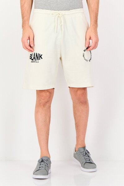 BLANK ESSENTIALS Men Brand Logo Basic Shorts, Off White