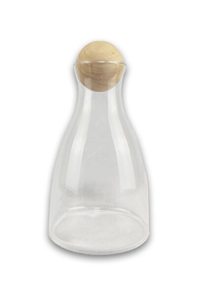 Empressco Şeffaf ahşap top kapaklı borosilikat cam karaf 1700 ml