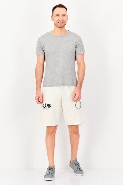 BLANK ESSENTIALS Men Brand Logo Basic Shorts, Off White