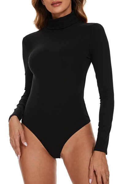 OEM Women's Body Bodysuit Elegant Crew Neck Long Sleeve Top Overall Second Skin