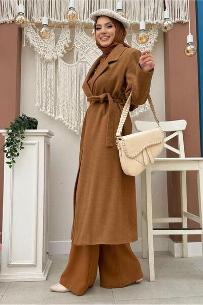 TRENDTESETTÜR Women's Taba Large Size Cardigan Coat t 9157-1