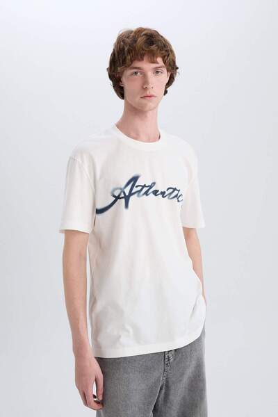 DeFacto 100% Cotton Regular Fit Crew Neck Printed Short Sleeve T-Shirt E3428Ax25Hs