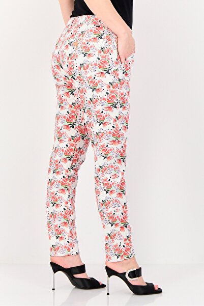 Reiko Women Cigarette Fit Floral Pattern Formal Pants, Multicolor