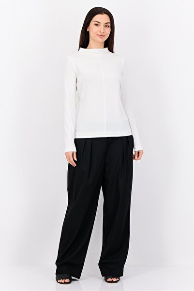 Esprit Women Boat Neck Long Sleeve Solid T-Shirt, White