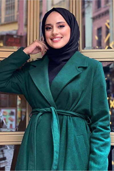 TRENDTESETTÜR Γυναικείο παλτό κασε μεγάλου μεγέθους πράσινο (σμαραγδί) T 9157-1