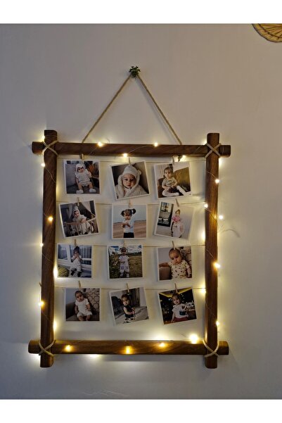 Ya&De Dekorasyon Anı Çerçevesi Ceviz Ağacı Hediyelik 12 Fotoğraflık Anı Çerçe...