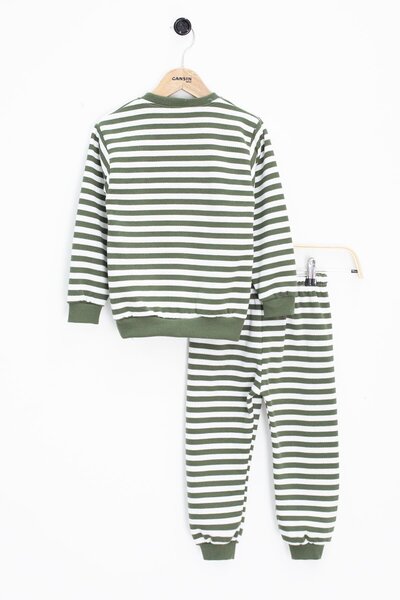 Cansın Mini Green Boy's Letter Embroidered Embroidered 2-Piece Set 22704