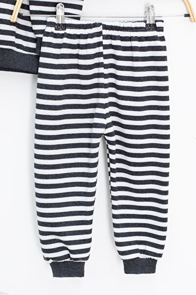 Cansın Mini Gray Boy's Letter Embroidered Embroidered 2-Piece Set 22705