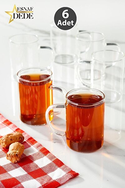 Empressco İnce borosilikat cam kupa seti, 6 adet, ısıya ve ateşe dayanıklı, k...