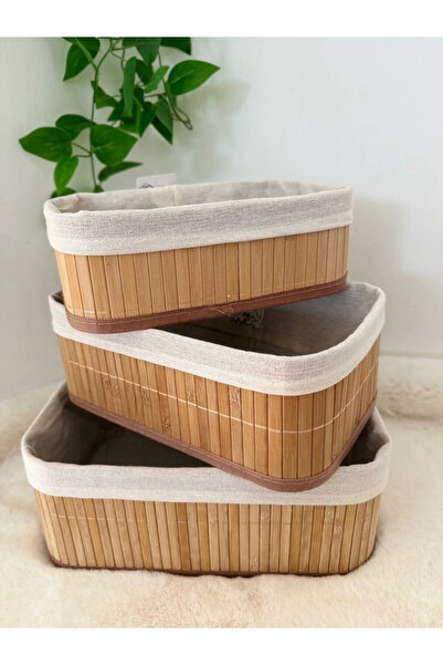 Raakmadezanmir 3-Piece Bamboo Basket Multi-Purpose Bamboo Basket Set