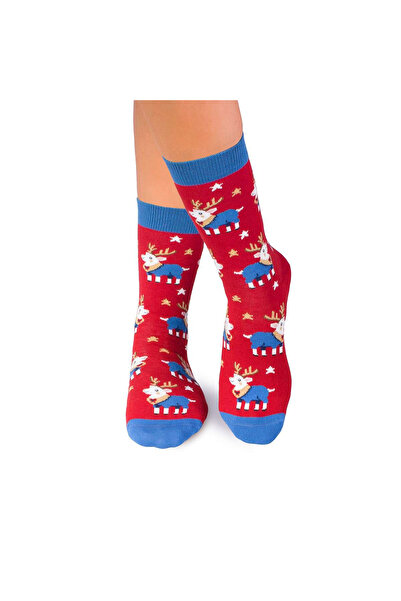 Pirin Hill Коледни памучни чорапи Цвят Памук Червен Закачливи елени