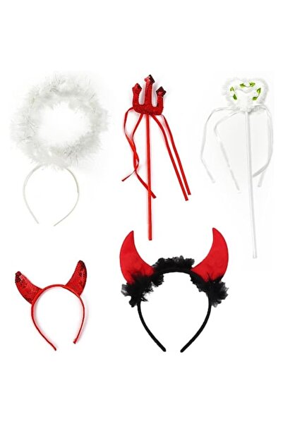 DELPI Set de costum de Halloween cu diavol și înger, pentru adulți/copii, 5 p...