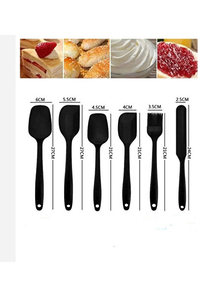 Raakmadezanmir Set of 6 Fireproof Non-Stick Egg Brush Spoon Knife Spatula Set Kitchen Pastry Silicone