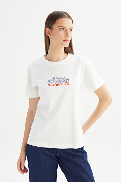 WRANGLER تي شيرت بياقة دائرية مصنوع من القطن بنسبة 100% وقصة عادية