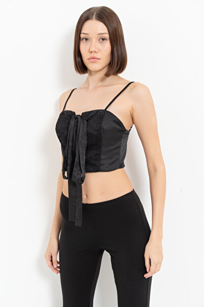 Kikiriki Black Lace Detailed Strappy Bustier