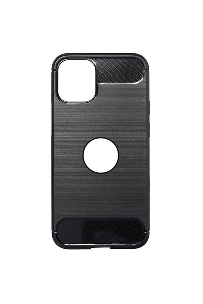 Optim Solution Husa de protectie compatibil cu iPhone 12, Carbon Fibre, Neagra
