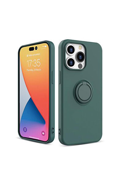 Optim Solution Husa din silicon pentru Apple Iphone 14, Microfibra, Ring Hold...