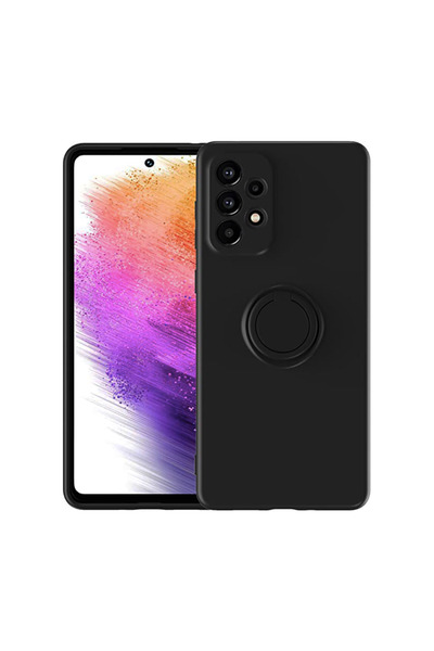 Optim Solution Husa din silicon pentru Samsung Galaxy A23 5G, Microfibra, Ring Holder, Protectie Camera, Negru